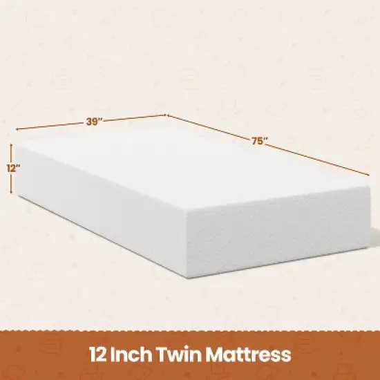 Yaheetech 12" Gel Memory Foam Mattress with Green Tea Scent, Cooling Tech, 3 Foam Layers image {2}