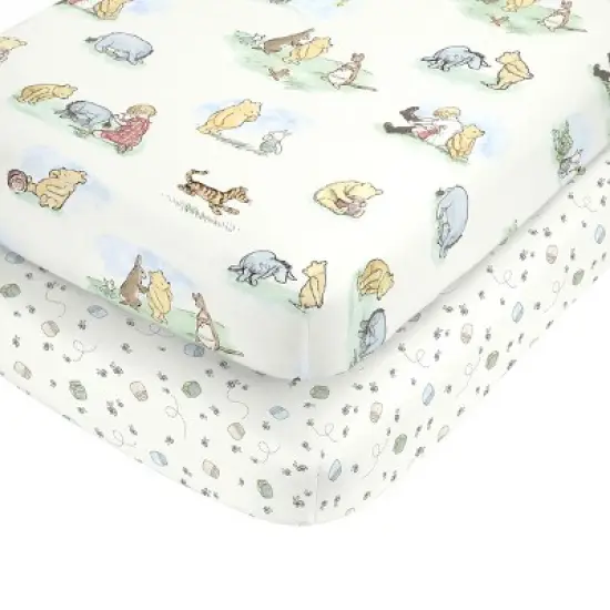 Disney Winnie the Pooh Classic Pooh Ivory, Blue, Sage, Tan Storybook 6 Piece Nursery Crib Bedding Set image {4}