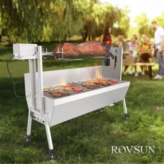 ROVSUN Rotisserie Grill with Windscreen, 46 Inch 176 Lbs Capacity for Camping Barbecue image {7}