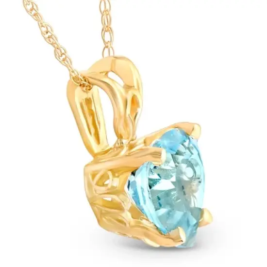 Pompeii3 7mm Women's Heart Pendant in Blue Topaz 14k White, Rose, or Yellow Gold Necklace image {1}