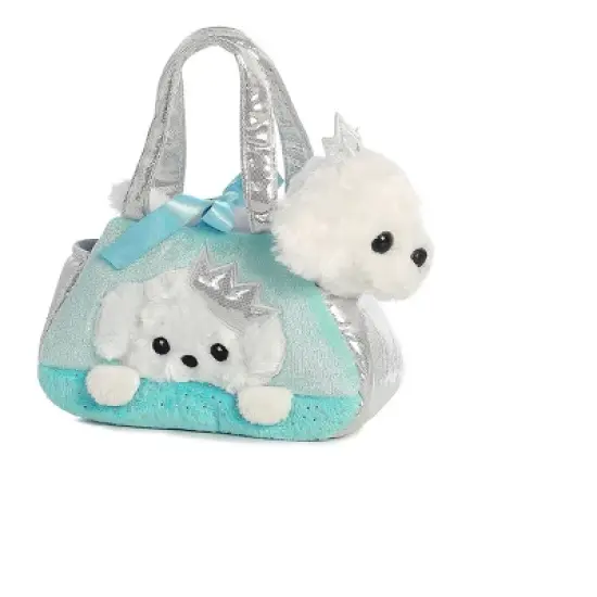 Aurora Fancy Pals 7" Peek-A- Boo Princess Puppy Pet Carrier Blue Stuffed Animal image {1}
