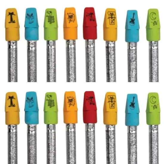 Groovy Pete the Cat Theme Eraser Caps (25 Pack) - Colorful Fun for #2 Pencils image {2}