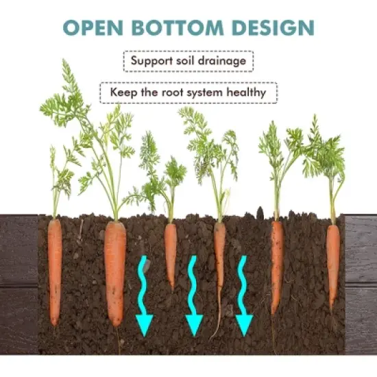 Costway Raised Garden Bed Set for Vegetable Flower Gardening Planter Brown image {3}