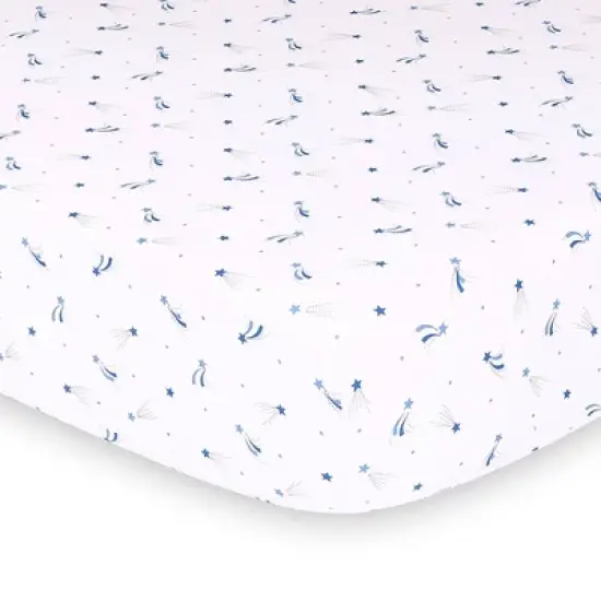 The Peanutshell Fitted Crib Sheets - Blue Rockets and Shooting Stars - 2pk image {2}