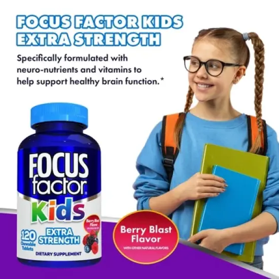 Focus Factor Kids Extra Strength Brain Vitamin Daily Tablets - 120ct image {5}