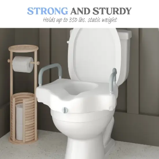 Emma and Oliver Ramsey Elevated Toilet Seat for the Elderly with Height Adjustable Foam Wrapped Handles and Locking Safety Mechanism image {12}
