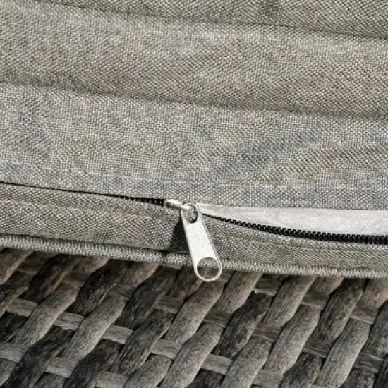 Outsunny Patio Wicker Cushioned Chaise Lounge Chair, Outdoor PE Rattan Sun lounger w/ 5-Level Adjustable Backrest & 2 Wheels for Easy Movement image {6}