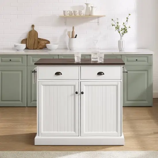Shoreline Kitchen Island White/Dark Brown - Crosley image {2}