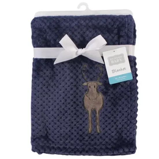 Hudson Baby Infant Boy Plush Waffle Blanket, Moose, One Size image {1}