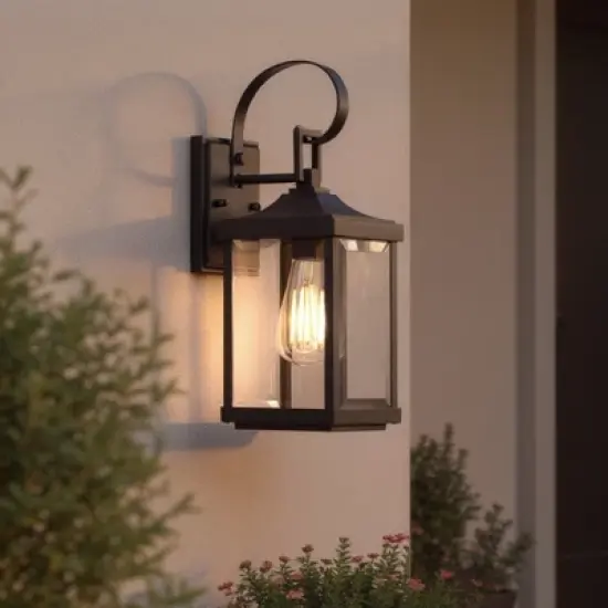 Urban Ambiance Luxury Transitional Outdoor Wall Sconce 15.125''H x 5.5''W,  Midnight Black Finish,  Calderdale Collection, UHP1402 image {8}