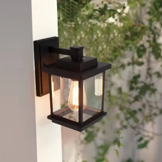 10.6" Metal/Glass Outdoor Lamp Black - LNC image {7}
