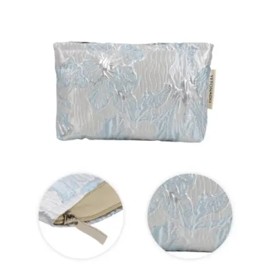 Unique Bargains Versatile Embossment Flower Handheld Makeup Bag 1 Pc image {2}