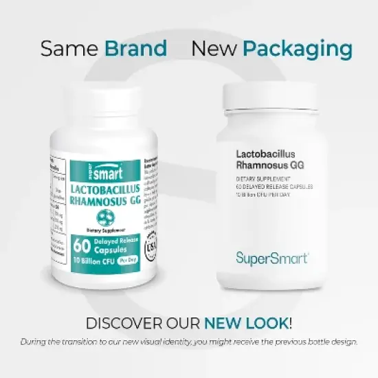 SuperSmart Lactobacillus Rhamnosus GG 10 Billion CFU per Day (LGG Probiotic with Inulin) | Non-GMO & Gluten Free - 60 Delayed Release Capsules image {1}