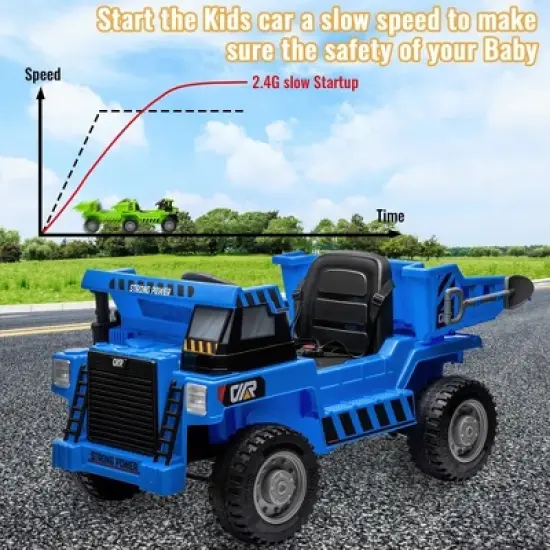 12V Ride on Car with Electric Dump Bed, Remote Control and Extra Shovel image {4}