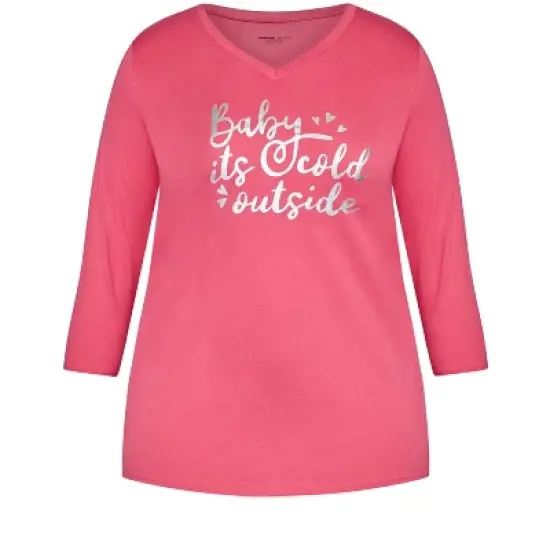 Women's Plus Size Cold Outside Sleep Top - pink | AVENUE image {4}