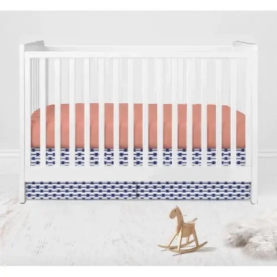 Bacati - Emma Coral Mint Navy 10 pc Crib Bedding Set with 2 Crib Fitted Sheets image {5}