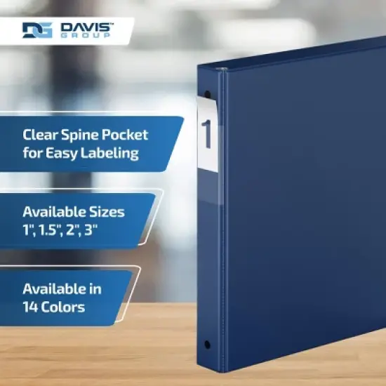 Davis Group 6pk 1" Premium Economy Round Ring Binder Royal Blue: Hard Cover, 200 Sheet Capacity, 2 Pockets, Polypropylene image {4}