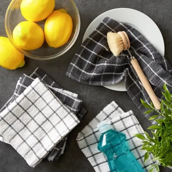 Design Imports Gray Combo Windowpane Dishcloth (Set Of 6) image {4}