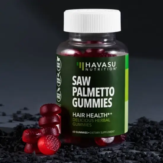 Saw Palmetto Gummies, Raspberry Flavored, Havasu Nutrition, 60 or 120ct image {5}