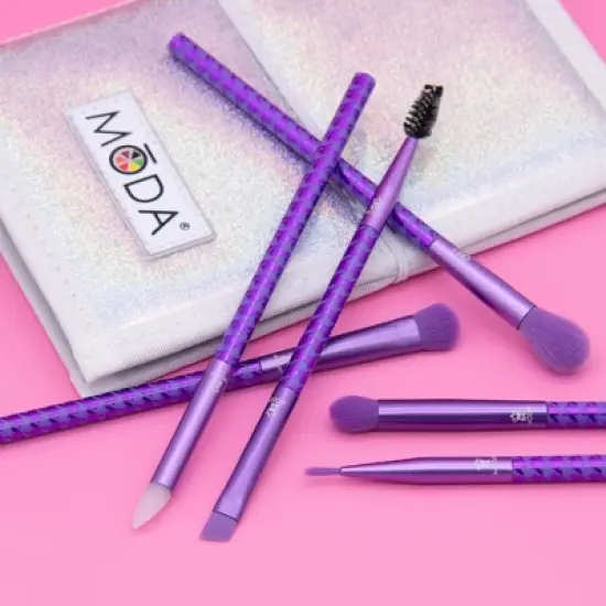 MODA Brush Keep It Classy Metallic Purple Eye Flip Makeup Brush Set- 7pc image {5}