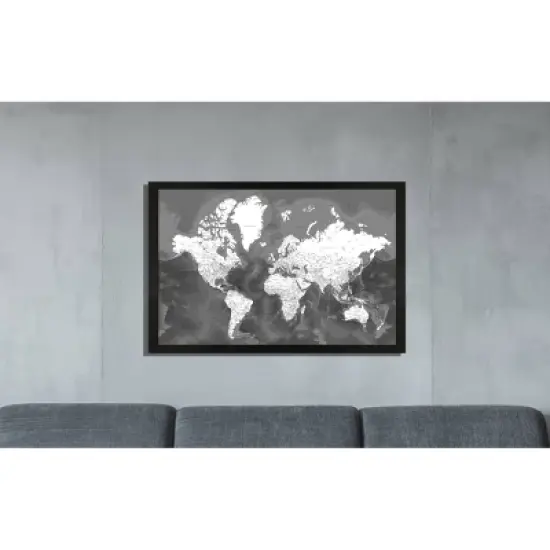 Home Magnetics Modern World Map - XL Black/Distressed image {1}