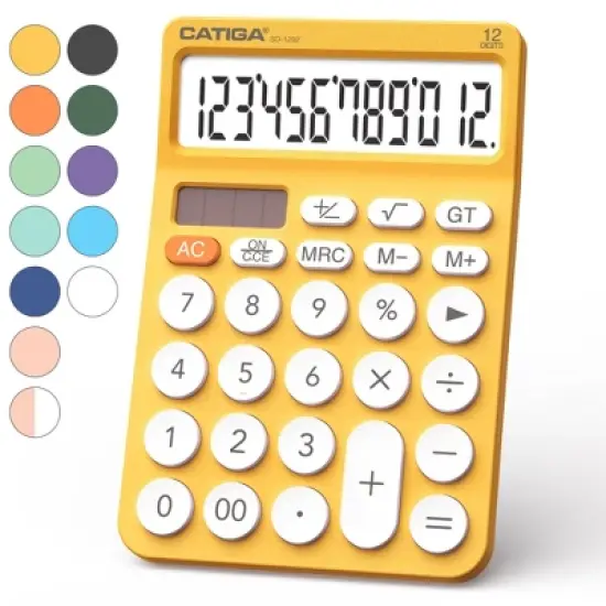 CATIGA 12-Digit Desktop Calculator, Large LCD, Big Buttons, Solar & Battery Dual Power, Standard Functions for Office, Home, School - SD-1292 image {20}