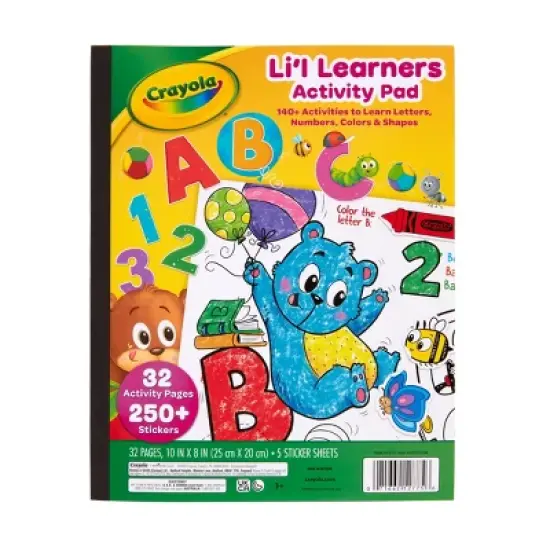 Crayola Lil' Learners Activity Pad 10"x 8": Mess Free Coloring Book for Kids, Educational Stickers, 32 Pages image {7}