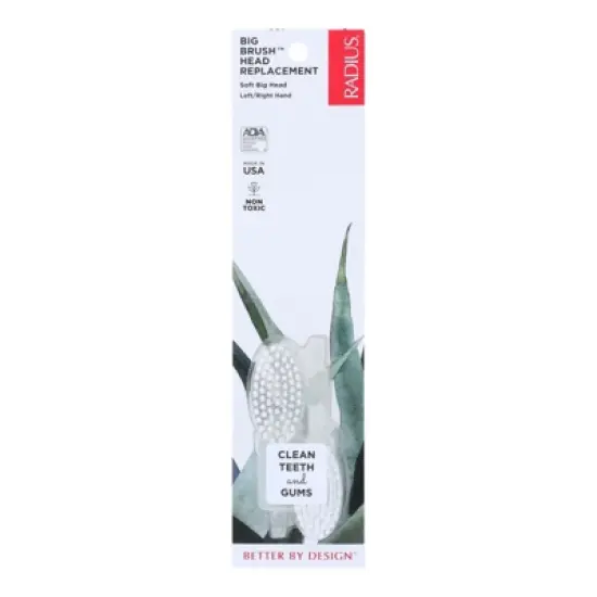 Radius Big Brush Head Replacement Soft Big Head Left/Right Hand Toothbrush Refill - Case of 6/2 ct image {1}