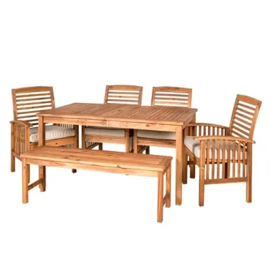 Ravenscroft 6pc Acacia Wood Patio Dining Set - Brown - Saracina Home image {1}
