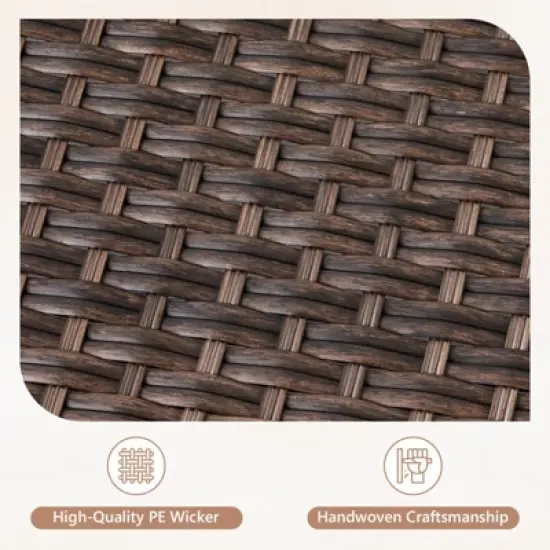 POCASSY 7 Piece 6 inch Thick Upholstered Cushion Patio Furniture Set with Fire Pit Table, All Weather Brown Wicker Outdoor Conversation Set for Deck image {7}