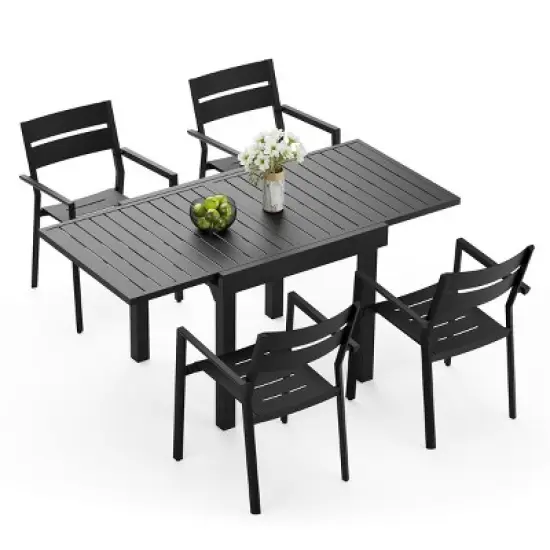 Crestlive Products Modern Aluminum Outdoor Dining sets Expandable Patio Dining Table with arm chairs for 4-6 People Outside image {9}