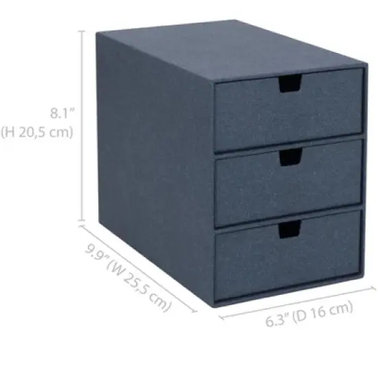 Bigso Ingrid 3-Drawer Fiberboard Desk Organizer | Stackable Desktop Storage for Office Supplies image {3}