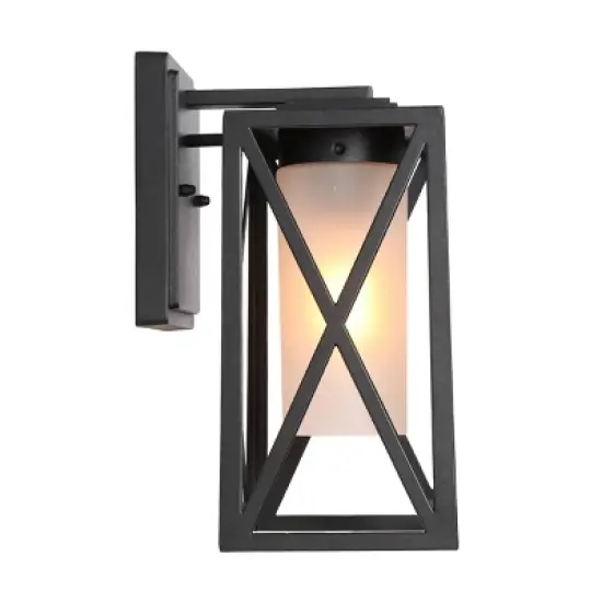 12.2" Metal/Glass Outdoor Wall Lamp Black - LNC image {5}