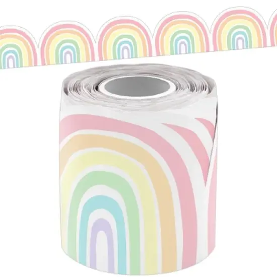 Teacher Created Resources&reg; Pastel Pop Rainbows Die-Cut Rolled Border Trim, 50 Feet, 3 Rolls image {1}