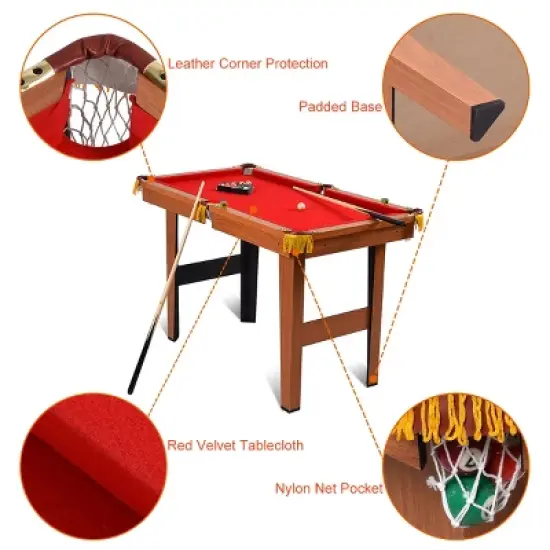 Costway 48'' Mini Table Top Pool Table Game Billiard Set Cues Balls Gift Indoor Sports image {6}
