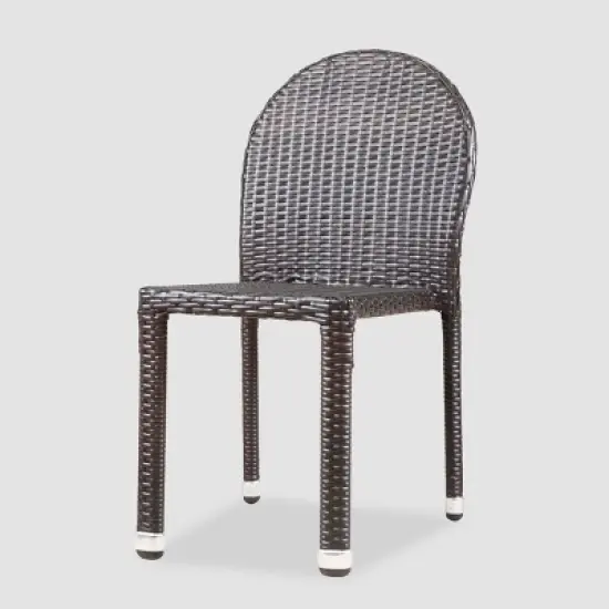 Aurora 4pk Wicker Stacking Chairs - Brown - Christopher Knight Home image {3}