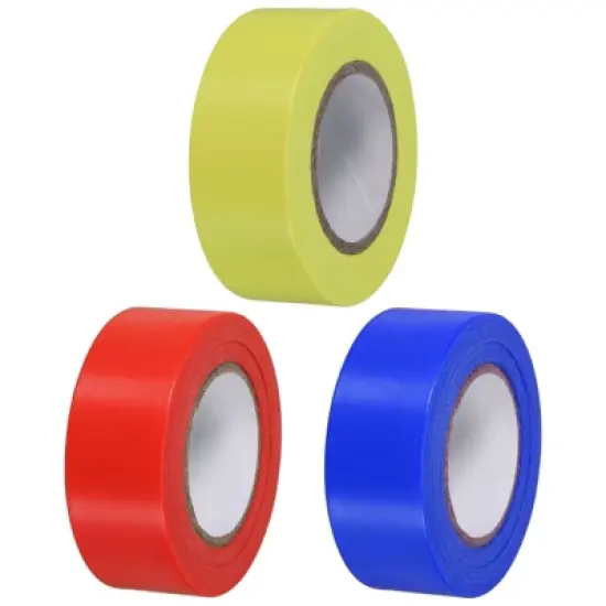 Unique Bargains PVC Non-Adhesive Flagging Tapes for Tree Survey Boundaries 3 Pcs image {7}