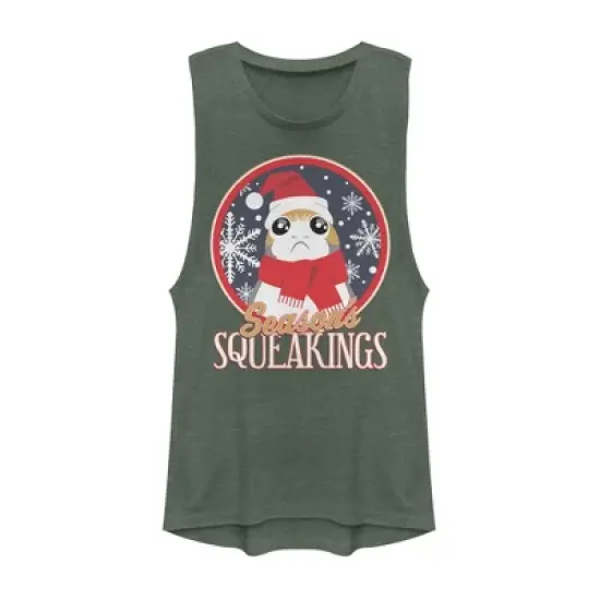 Junior's Star Wars The Last Jedi Season Squeakings Porg Festival Muscle Tee image {2}