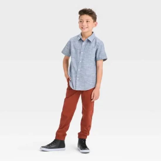 Boys' Short Sleeve Polka Dots Button-Down Shirt - Cat & Jack&trade; Blue image {2}