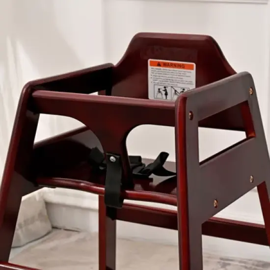 Dronkon Pine Wood Baby High Chair, Mahogany image {4}