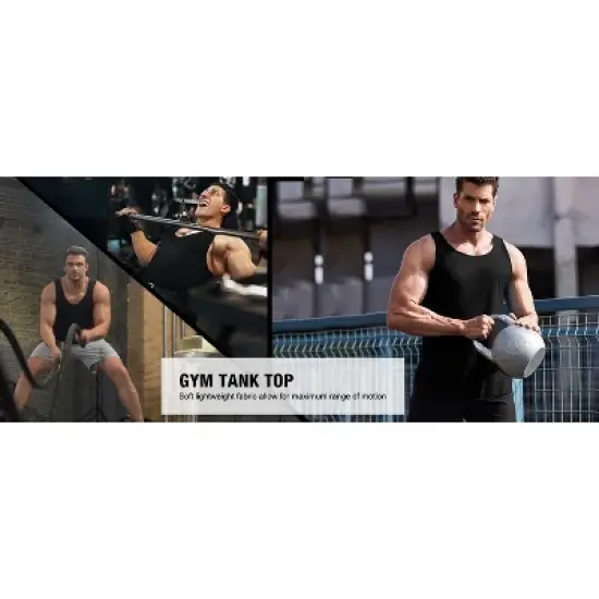 COOFANDY Men's 3 Pack Quick Dry Workout Tank Top Gym Muscle Tee Fitness Bodybuilding Sleeveless T Shirt S-XXXL image {4}