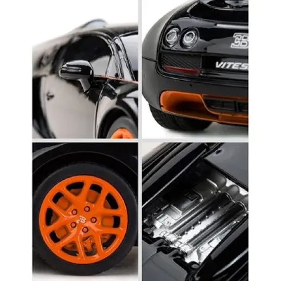 Link Ready! Set! play!1:24 Scale Radio Remote Control Bugatti Veyron Car Toy - Black/Orange image {4}