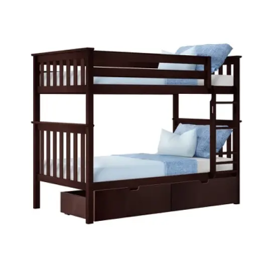 Max & Lily Twin over Twin Bunk Bed with Under Bed Storage Drawers image {7}