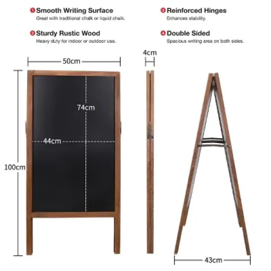 Artloge Heavy Duty A-Frame Magnetic Chalkboard 2-Sided FreestandingChalkboard Sign Sidewalk Cafe Menu Board Wedding Signage -Brown image {2}