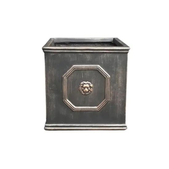 Rosemead Home & Garden, Inc. 13" Wide Kante Lightweight Classic Square English Style Lion Head Concrete Outdoor Planter Pot Oil Rubbed Bronze image {5}