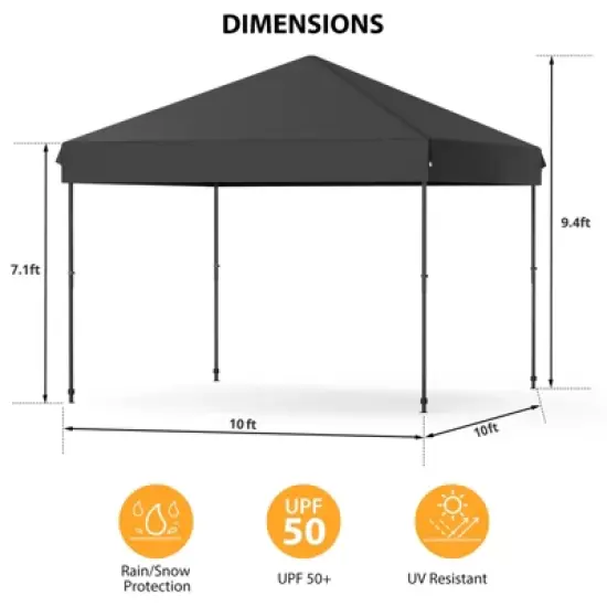 Pop Up Canopy with One Button Push Setup - Outdoor Canopy Tent with Portable Roller Bag - 3 Adjustable Height image {2}