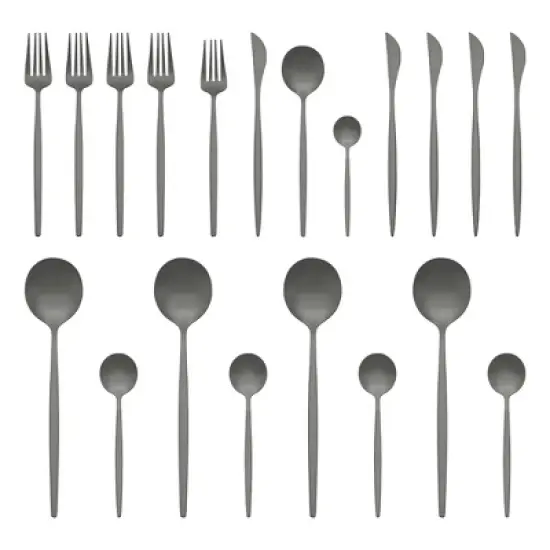 REGALWOVEN 20 Pcs Stainless Steel Mirror Polished Comfortable Handle Serving Sets image {7}