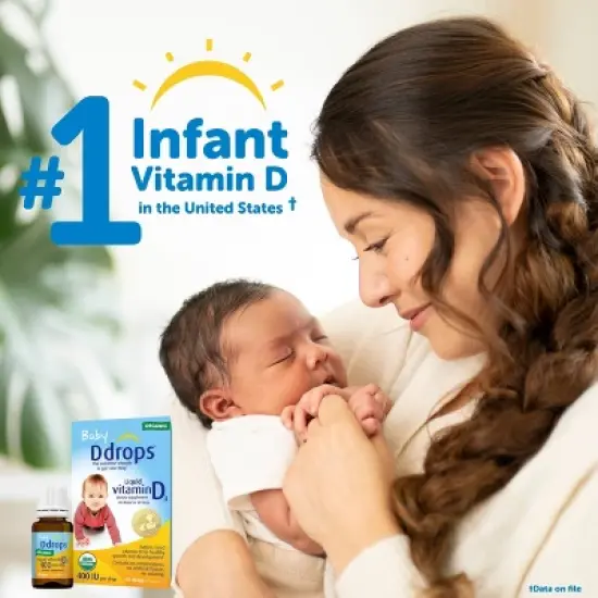 Ddrops Baby Vitamin D 400 IU Organic Liquid Drops - 0.06 fl oz image {9}