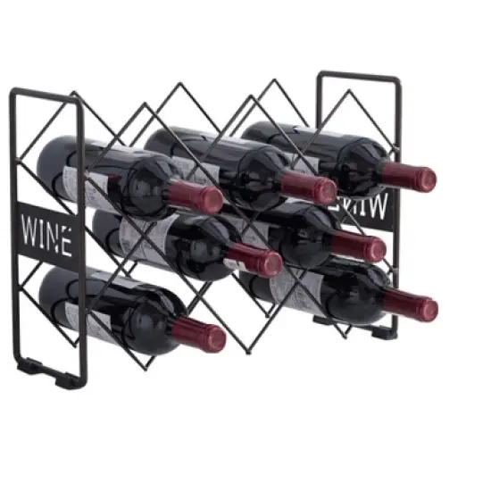 Kings Brand Furniture - Countertop Tabletop Wine Rack, Wine Bottle Storage Holder Stand for Home Kitchen & Bar - Pewter - No Assembly Required image {1}