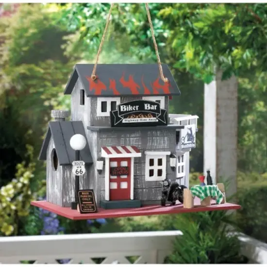 Zingz Home Route 66 Biker Bar Birdhouse 10.25x7.5x9" image {1}